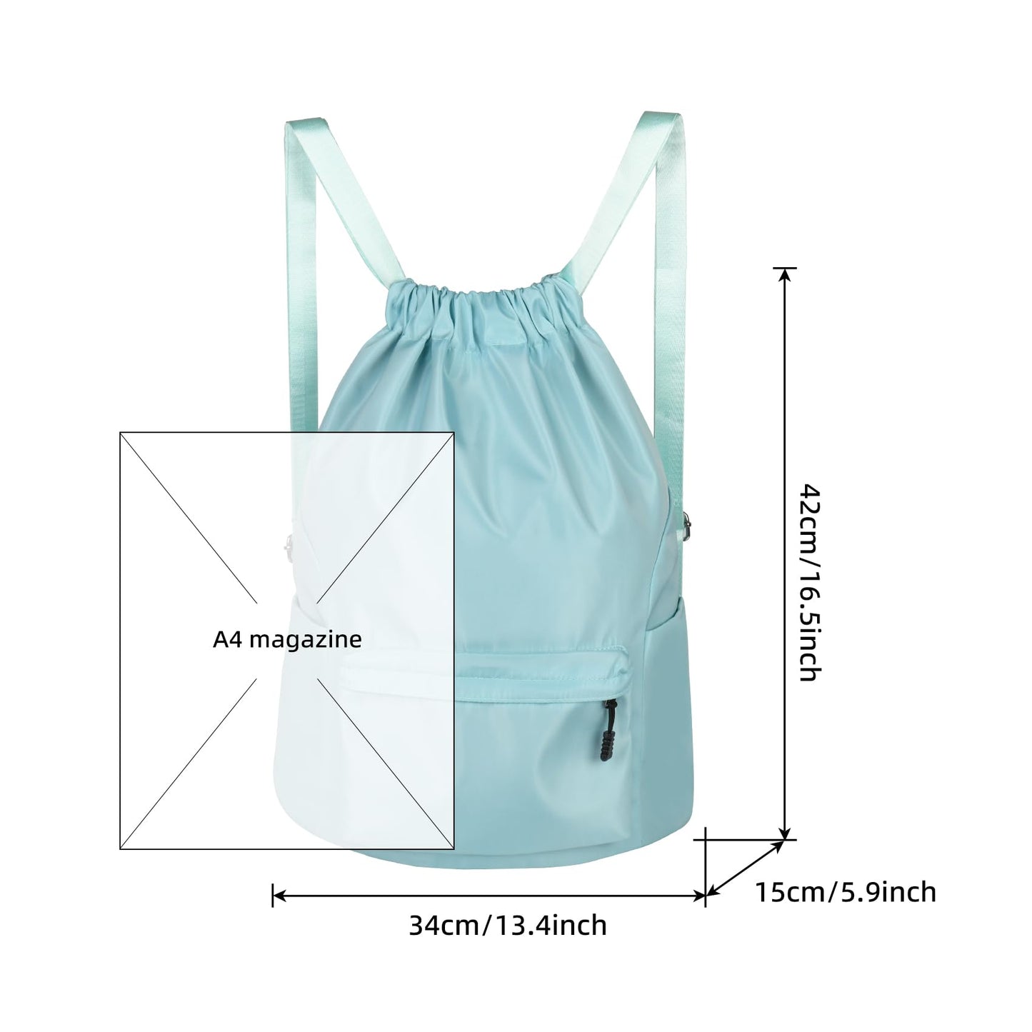 ChuLian Drawstring Backpack Water Resistant Sports Gym Bag Drawstring Bags Swim Backpack for Men Women Mint Green