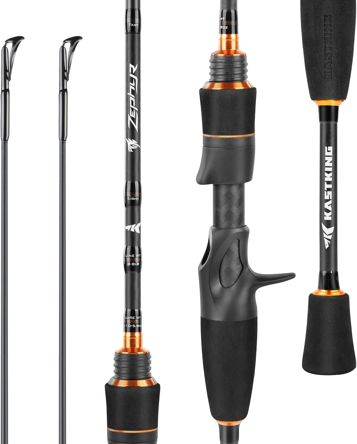 KastKing Zephyr Finesse Fishing Rods - Ultra-Light IM6 Graphite Twin-Tip Design | 2pc & 3pc Travel Options