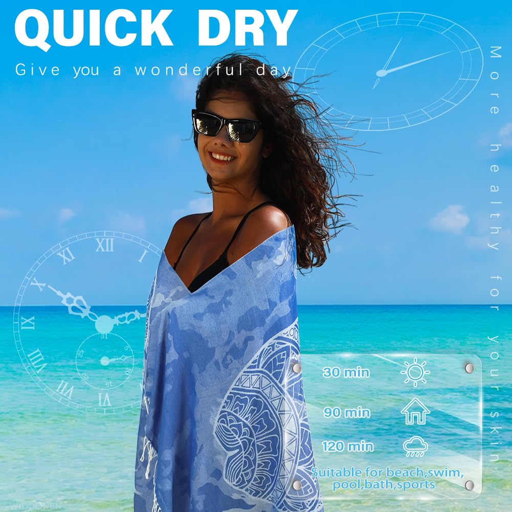 Widdonen Turkish Beach Towel Quick Dry Absorbent Cotton Lightweight Thin Bathroom Bath Pool Swim Towels Extra Large Oversized Sand Free Beach Accessories Essentials Stuff Cloud Gift for Adults