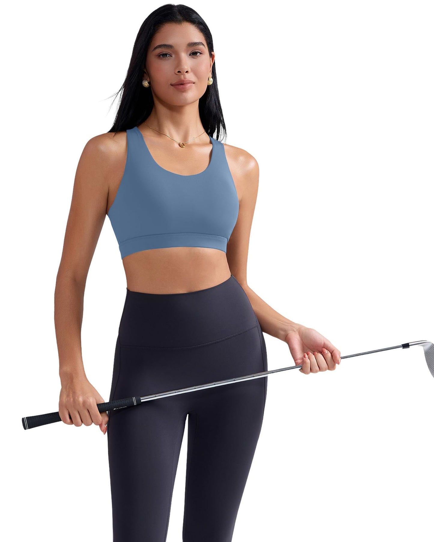 RUNNING GIRL Sports Bra for Women, Criss-Cross Back Padded Strappy Sports Bras Medium Support Yoga Bra with Removable Cups