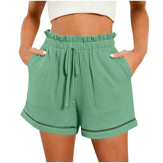 Gcvizuso My Orders Placed My Account Shorts for Women Summer Casual High Waisted Pant Drawstring Wide Leg Beach Pant Lightweight Short with Pockets Daily Deals Clearance