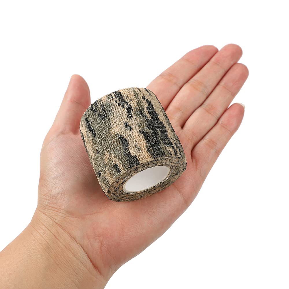 12 Pack Self Adhesive Bandage Wrap, Camouflage Cohesive Tape (Light Green