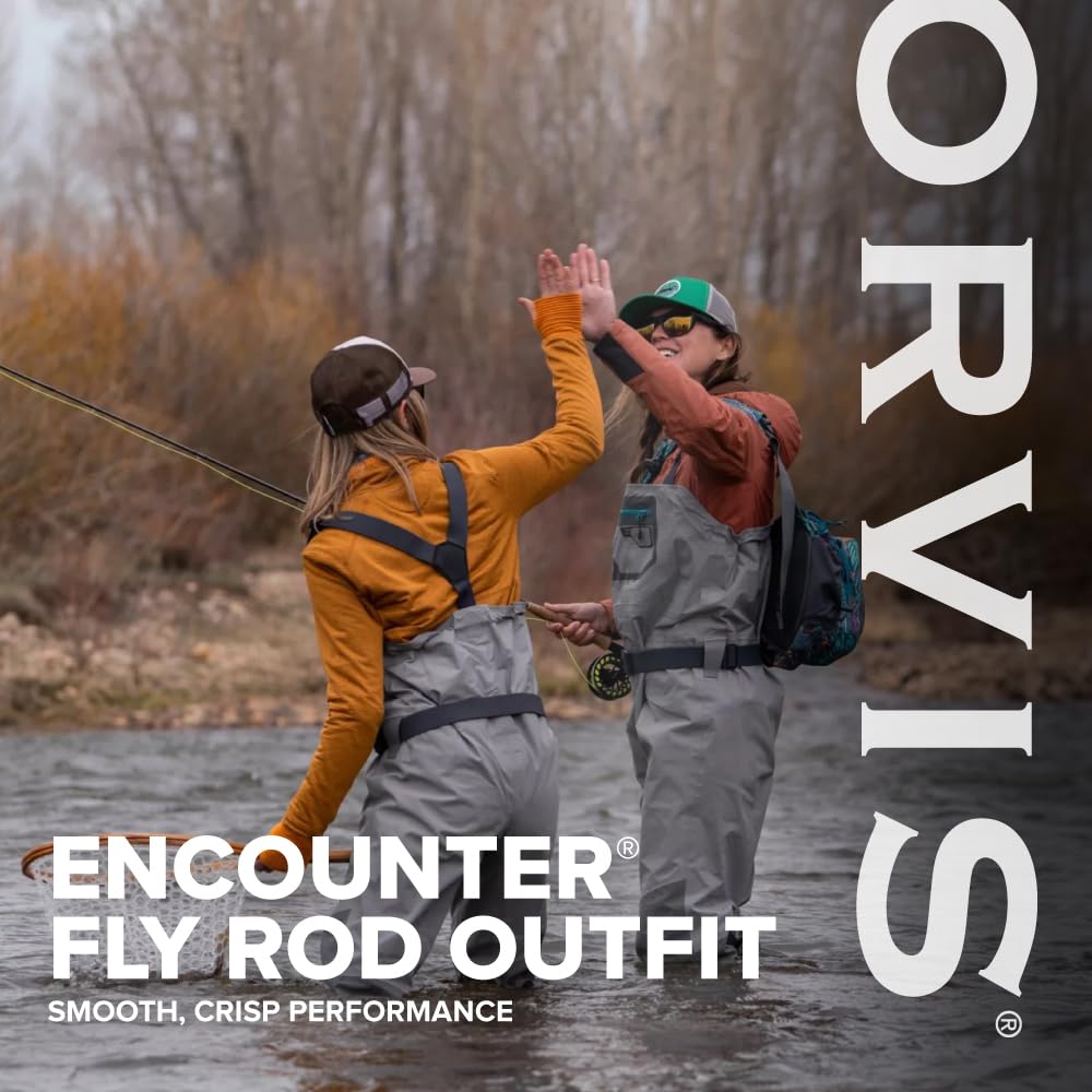 Orvis Encounter Fly Rod Outfit - 4Pc Fishing Rod and Reel Combo with Smooth Performance, Complete with Reel, Line, Backing, & Leader for Young Anglers, Olive - (9'5-wt)