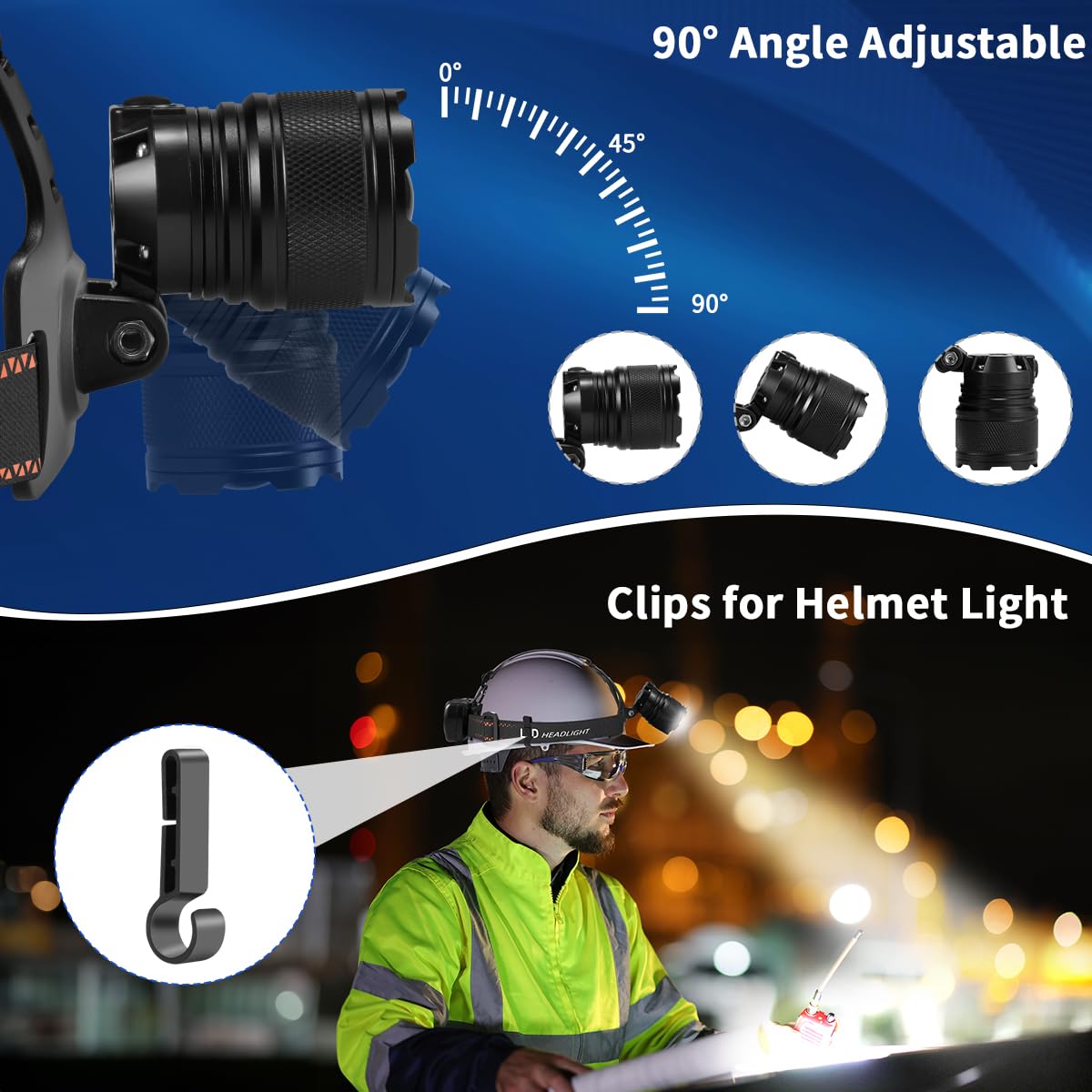 Staaricc Super Bright Aluminum Headlamp, Rechargeable Headlamp High Lumen, 90° Adjustable Focus Head Lights for Forehead, Head Lamps LED Rechargeable, Waterproof Headlamps for Adults Camping Hard Hat
