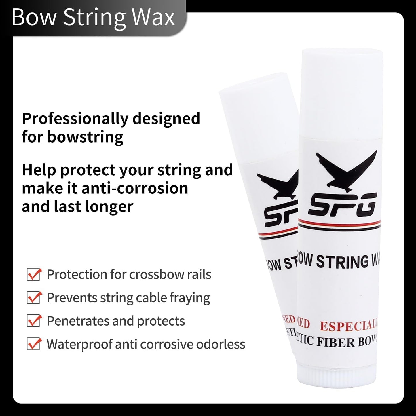 Archery Bow String Wax & Brush Set - 6 Pcs with 3 Replacement Brushes for Compound & Recurve Bows