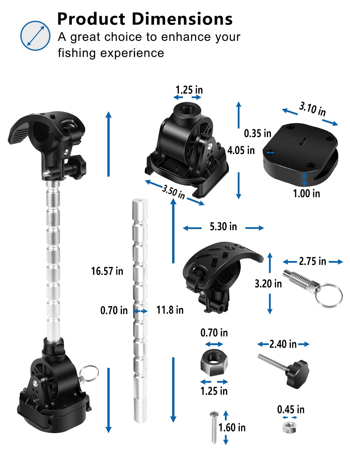 Repalcement for 1862060 MKA-60 Electric Steer Bow-Mount Stabilizer Kit, Trolling Motor Stabilizer Mount For MinnKota Trolling Motors Ulterra, Terrova & PowerDrive, Reduces Bounce and Vibration