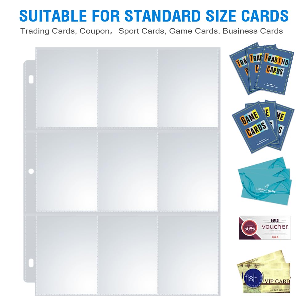 36 Pack 9 Pocket Page Protectors, Sooez Trading Card Sleeves for 3 Ring Binder, Baseball Cards Holder, Protective Pages Sheets for Binders Album, Fit for Collectible Games, Sports Cards