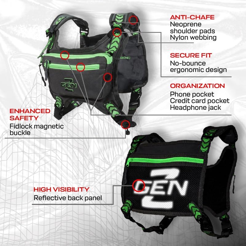Ski & Snowboard Chest Pack - Lightweight Gunmetal Bag with 3 Pockets & No-Bounce Straps | Ideal for Winter Sports