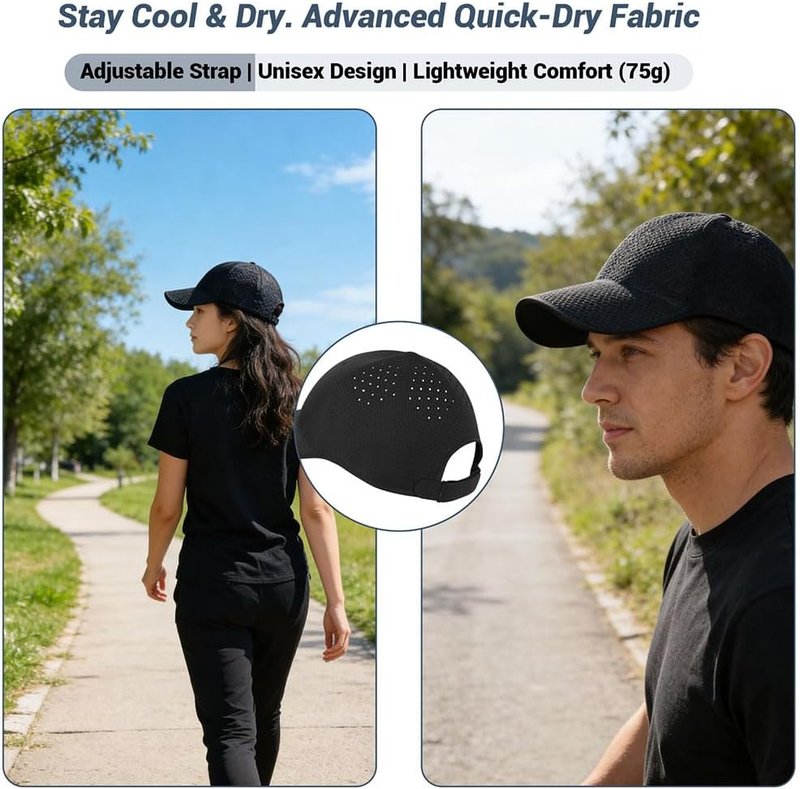 Lightweight Sports Baseball Cap - Ultra-Breathable Quick-Dry Travel Hat | Packable Design