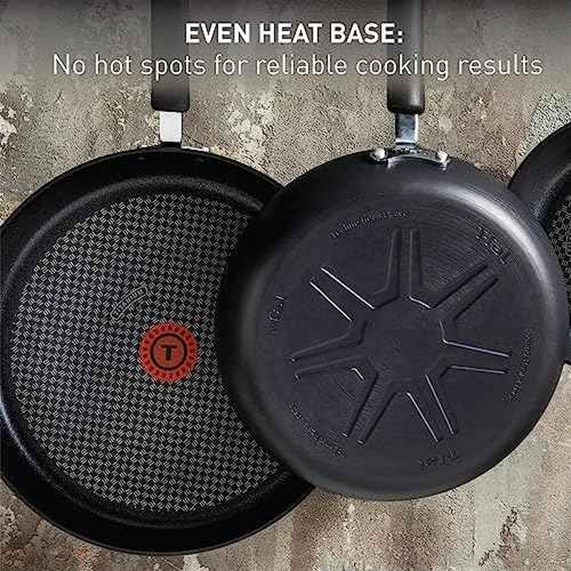 T-fal Ultimate Hard Anodized Nonstick Fry Pan Set 3 Piece: 8, 10.25, & 12 Inch, Oven Broiler Safe 400F, Kitchen Cookware Set, Pots and Pans Set Non Stick, Frying Pans, Skillets, Dishwasher Safe, Black
