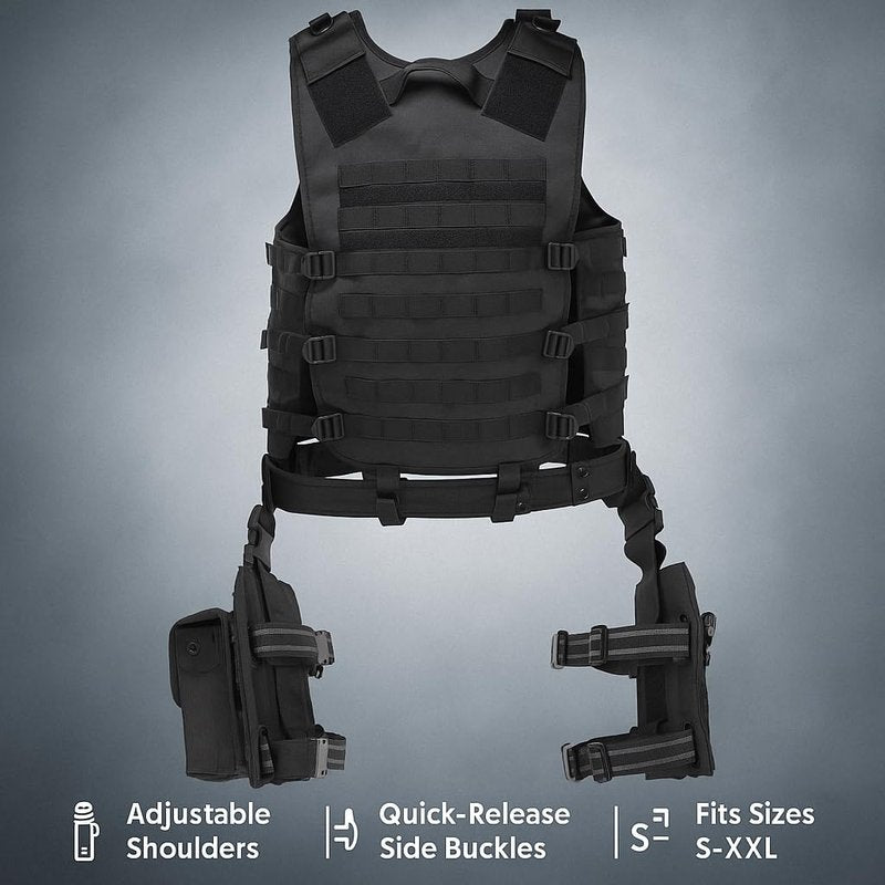 Barska BI12016 Loaded Gear VX-100 Tactical Vest and Leg Platform, Black, One Size