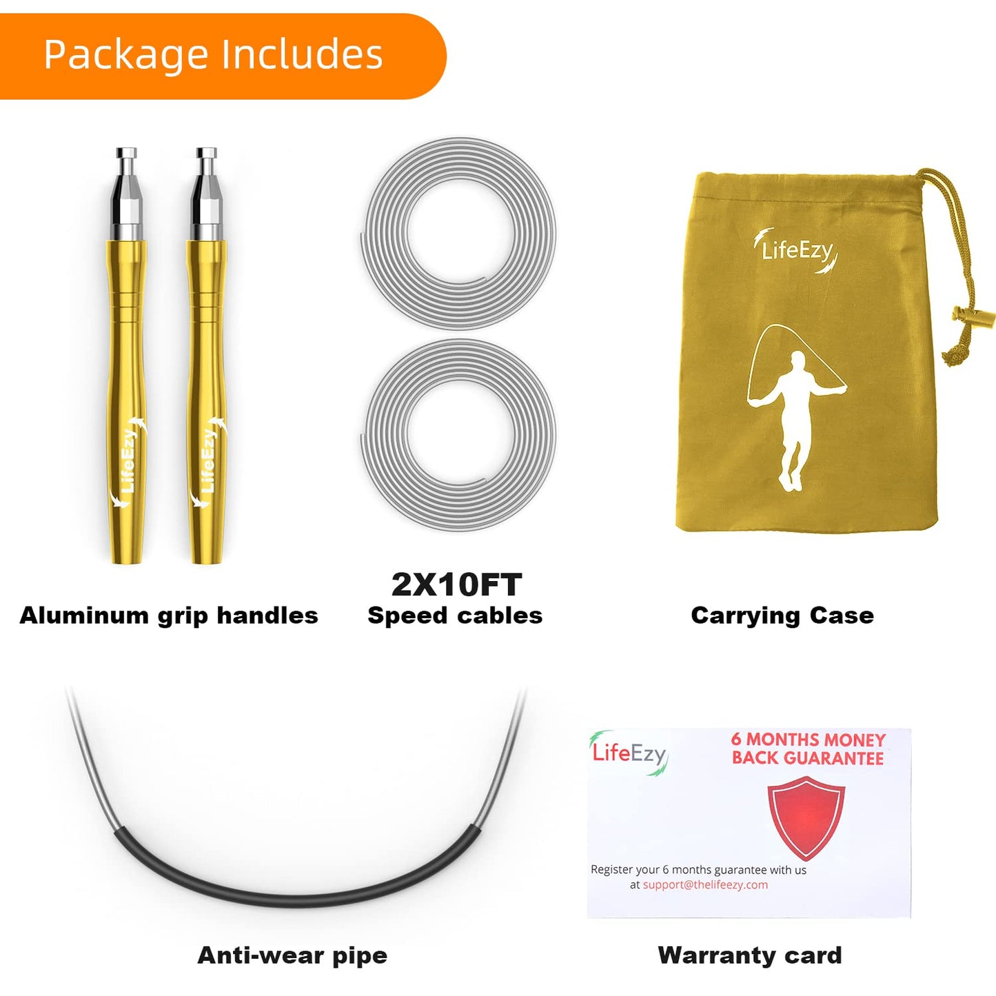 Jump Rope, High Speed Weighted Jump Rope - Premium Quality Tangle-Free - Self-Locking Screw-Free Design - Jump Ropes for Fitness - Skipping Rope for Workout Fitness, Crossfit & Home Exercises (Yellow)