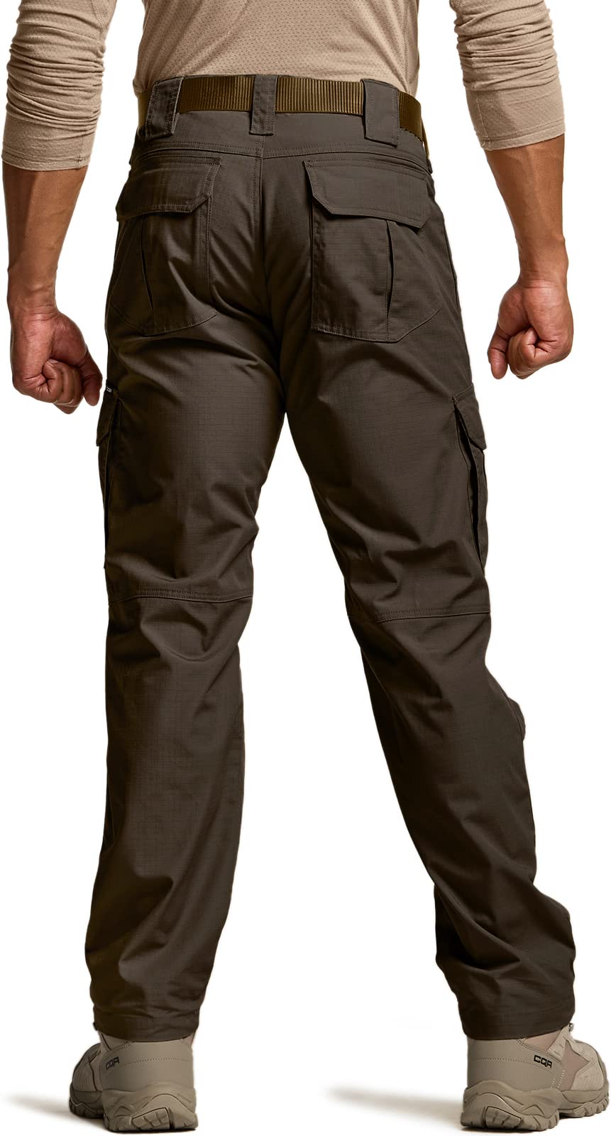 CQR Men's Tactical Pants, Water Resistant Ripstop Cargo Pants, Lightweight EDC Work Hiking Pants, Outdoor Apparel, Duratex Mag Pocket Dark Brown, 42W x 32L
