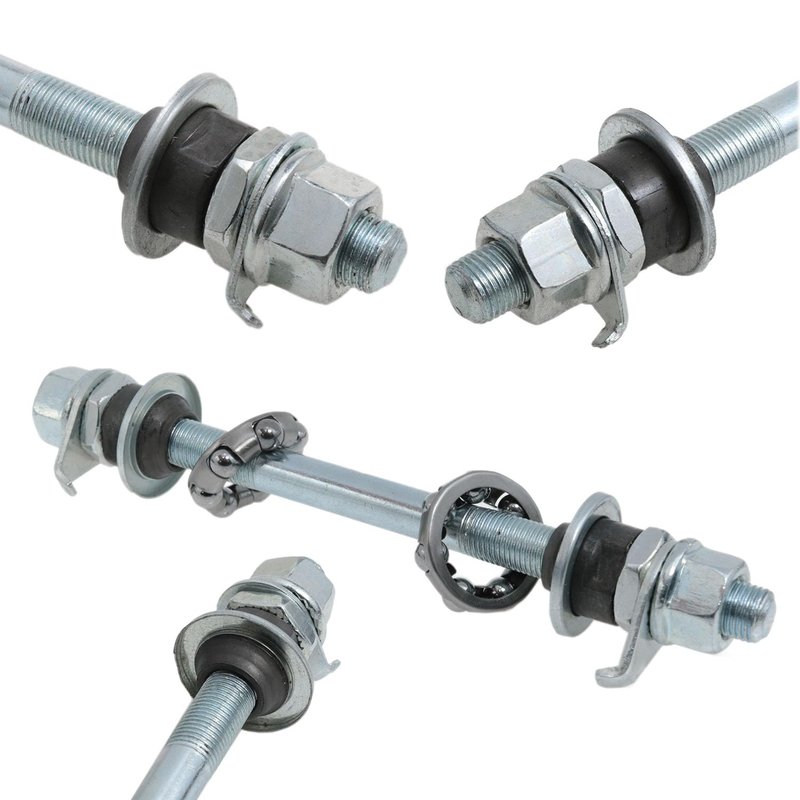 Meuey Lyot Silver 150mm /5.9 "Bicycle Multi-Speed Rear hub axle 1/4” X 7 Bicycle Ball Bearing Retainer 3/8" Bike axle 26tpi Hub Conical Lock nut Washer Kit 1Set