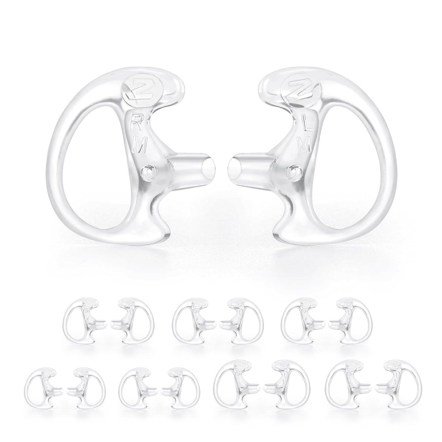 Zeadio 8-Pair Pro-Grade Covert Surveillance Earbud, Replacement Ear Insert, Silicon Earmold Earplug for Two-Way Radio Earpiece Audio Coil Tube, Compatible with Motorola/Kenwood ect (16pcs)
