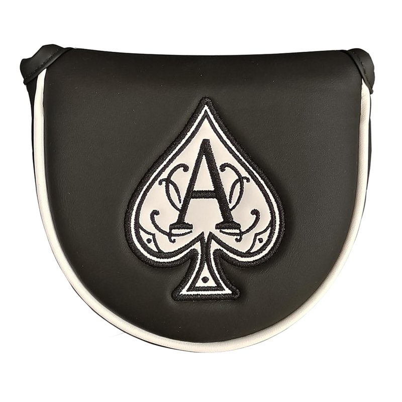 Poker Ace Black Mallet Golf Putter Cover Heel Shaft Head Cover with Magnetic Closure