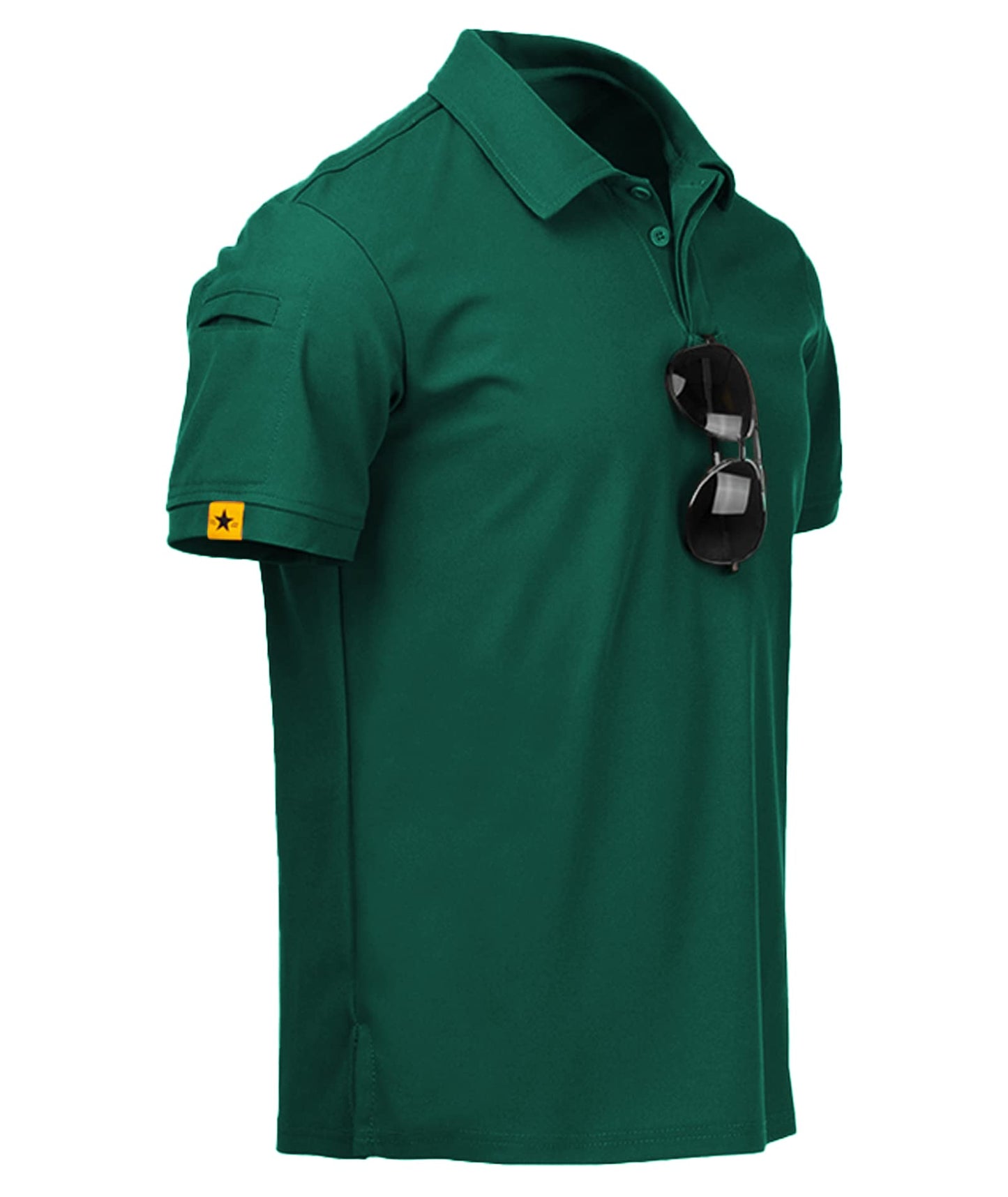 ZITY Mens Polo Shirt Short Sleeve Sports Tactical T-Shirt Athletic Golf Polos Daily Casual Stylish Collared Shirts for Men Forest Green Large