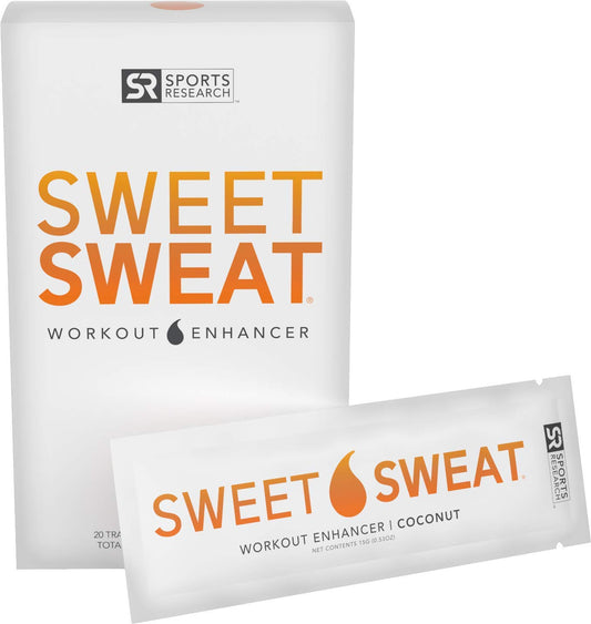 Sports Research Sweet Sweat Coconut 'Workout Enhancer' Gel Packets - Maximize Your Exercise & Sweat Faster - Original (20 Packets)