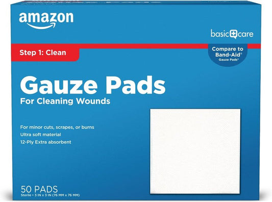 Gauze Pads - Sterile Medical Wound Dressing Sponges, 3x3 Inches, Ultra Soft & Extra Absorbent | 50 Count