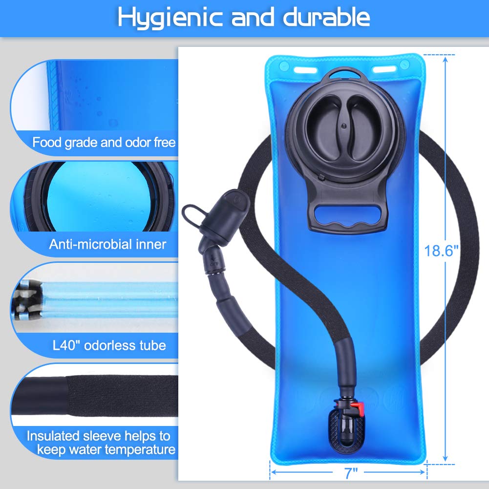 3L Hydration Bladder - 100oz Water Bladder Hydration Reservoir Leakproof 3 Liter Water Storage Bladder Bag with Insulated Sleeve, Bladder Replacement for Backpacks for Hiking Camping Running Cycling