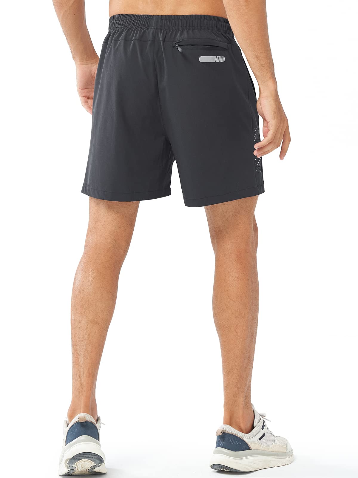NORTHYARD Men's Athletic Running Shorts Gym Workout 7"/9"/5" Quick Dry Lightweight Sports Basketball Tennis 3 Zipper Pockets DARKGREY-5inch S