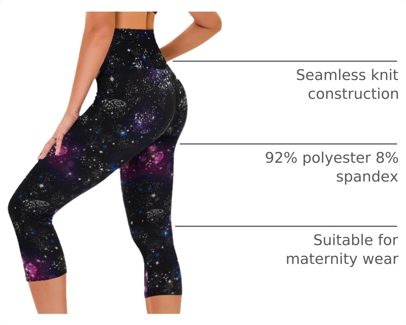 TNNZEET Capri Leggings for Women - Tummy Control Black Leggings with Pockets High Waisted Yoga Pants Workout Cycling Leggings