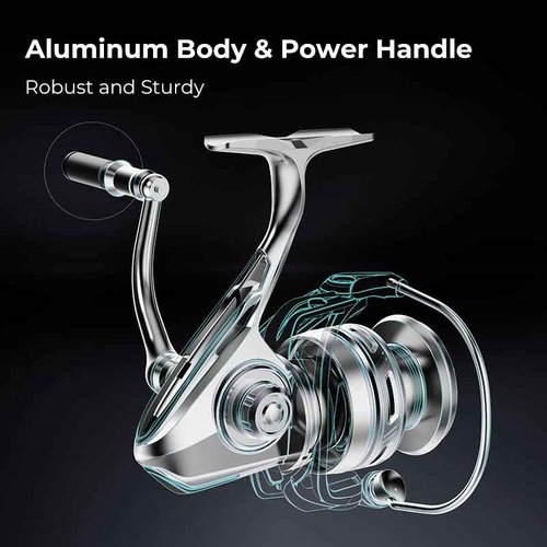 Piscifun NautiX Spinning Reel, Aluminum Spinning Fishing Reel, CNC Aluminum Gear, 26LBs Max Drag, 8+1 Sealed BB, 6.0:1 Gear Ratio, Smooth Powerful Freshwater Saltwater Reel, 4000 Series