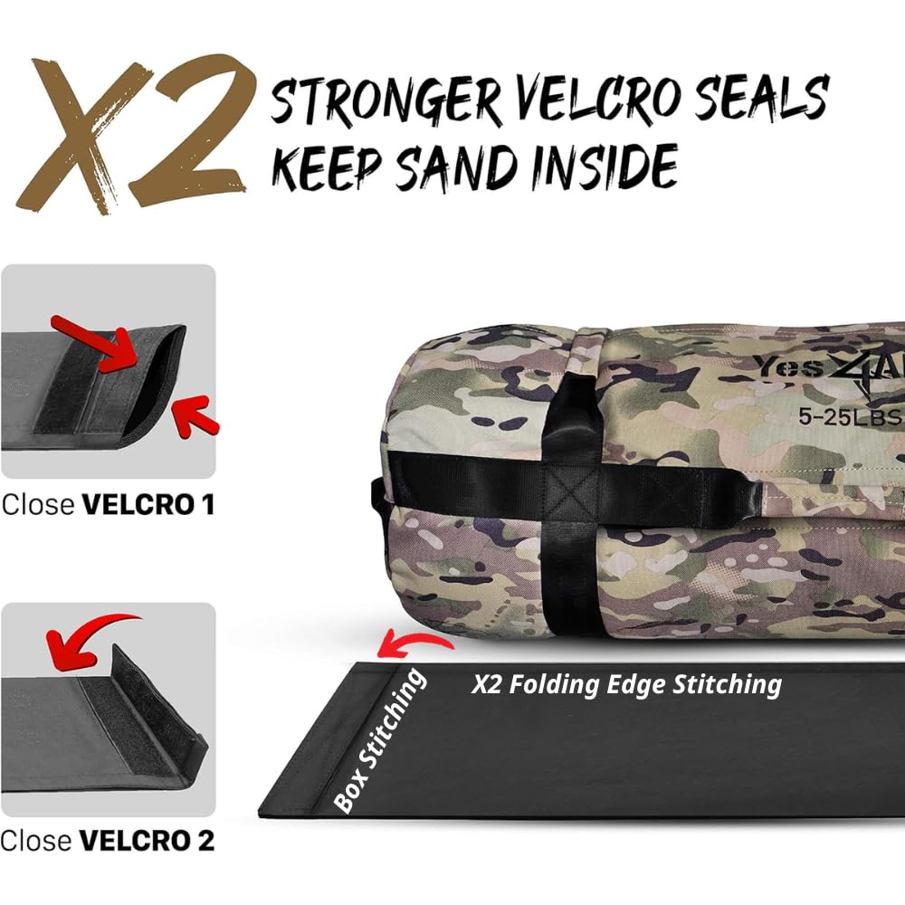 Yes4All Workout Sandbags, Heavy Duty Sandbags - Camouflage - S