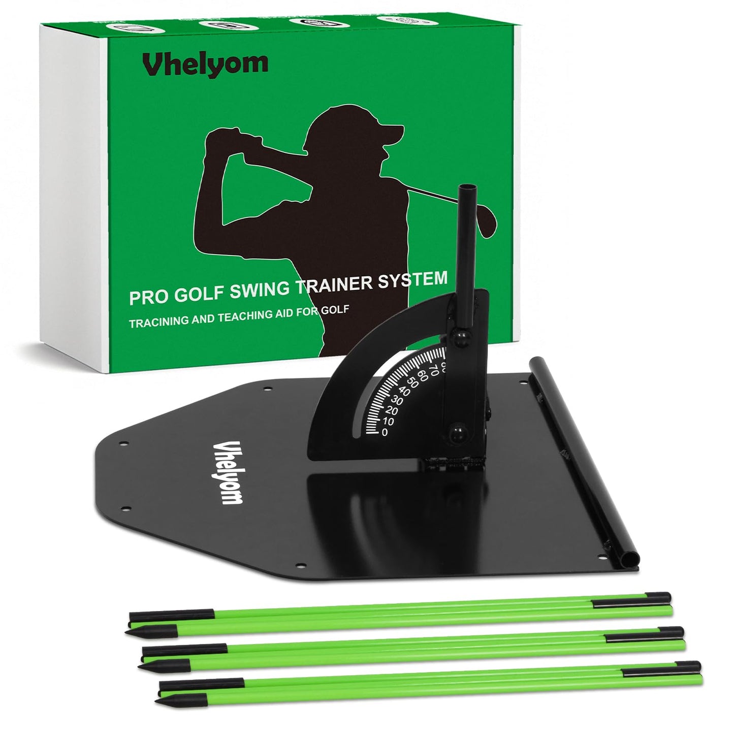 Vhelyom Golf Alignment Stick Holder Set - Adjustable Angle Training aid for Correcting Swing Path, Portable Practice Tool for Indoor/Outdoor Golfers