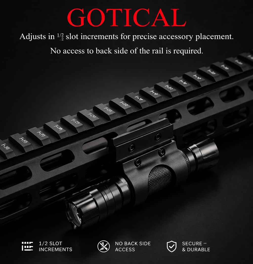 Gotical Offset Flashlight Mount 25.4mm 1" for and M Rail Systems Aluminum Black