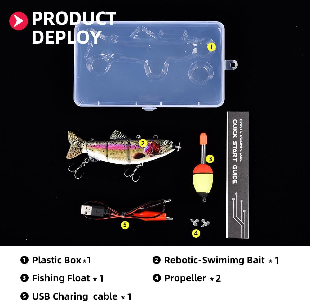 Robotic Fishing Lures - USB Rechargeable LED Light Wobbler | 5.12” Multi-Jointed Swimbaits