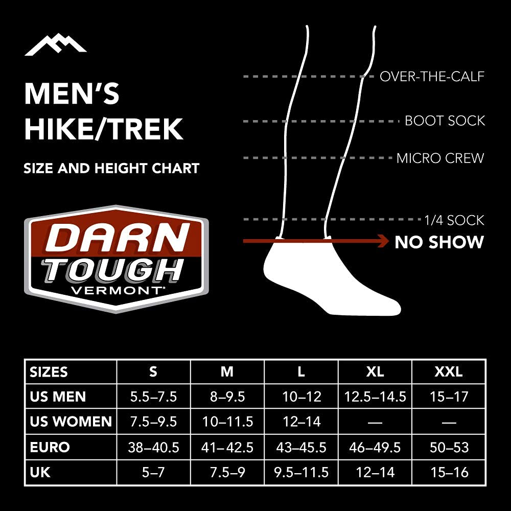 Darn Tough Men's Light Hiker No Show Lightweight with Cushion Hiking Sock (Style 1990) - Denim, Large