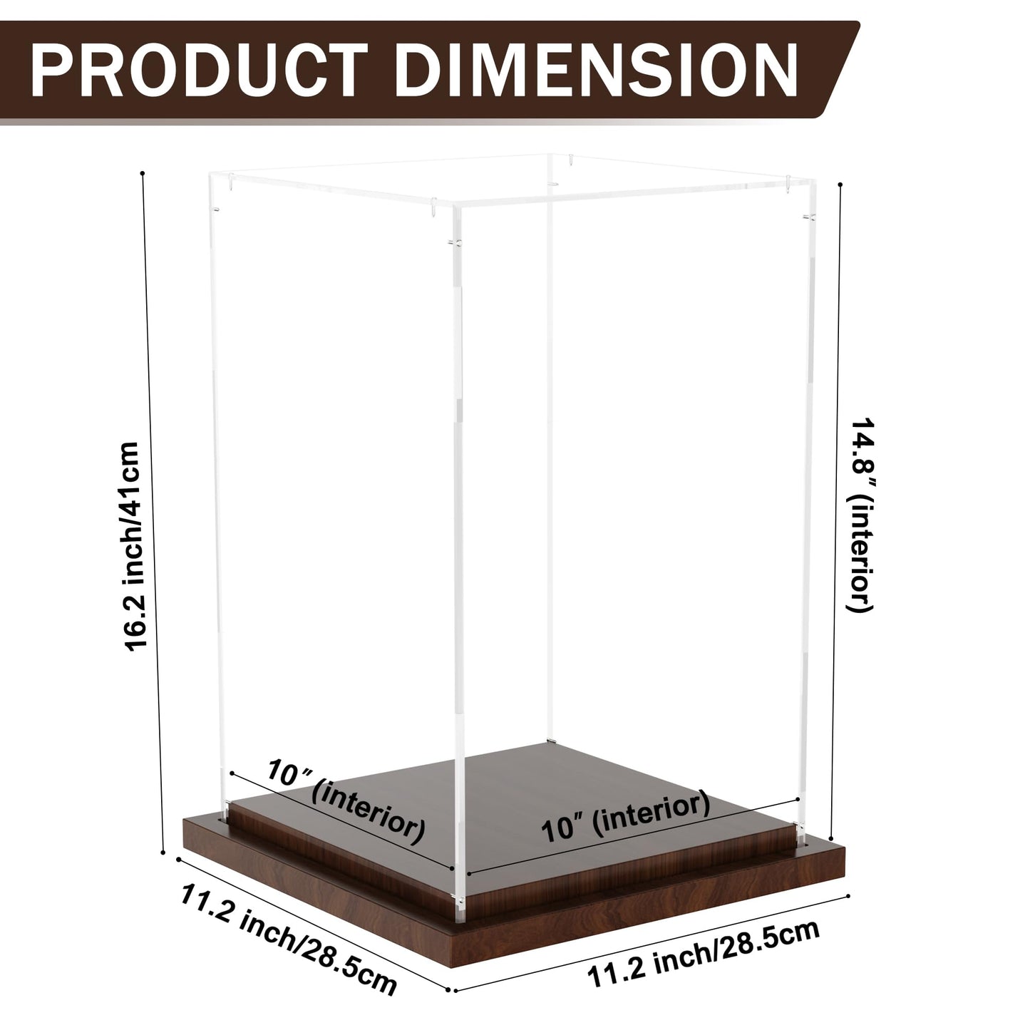 VGMiu Display Clear Cases for Collectibles with Wood Base Clear Case Box