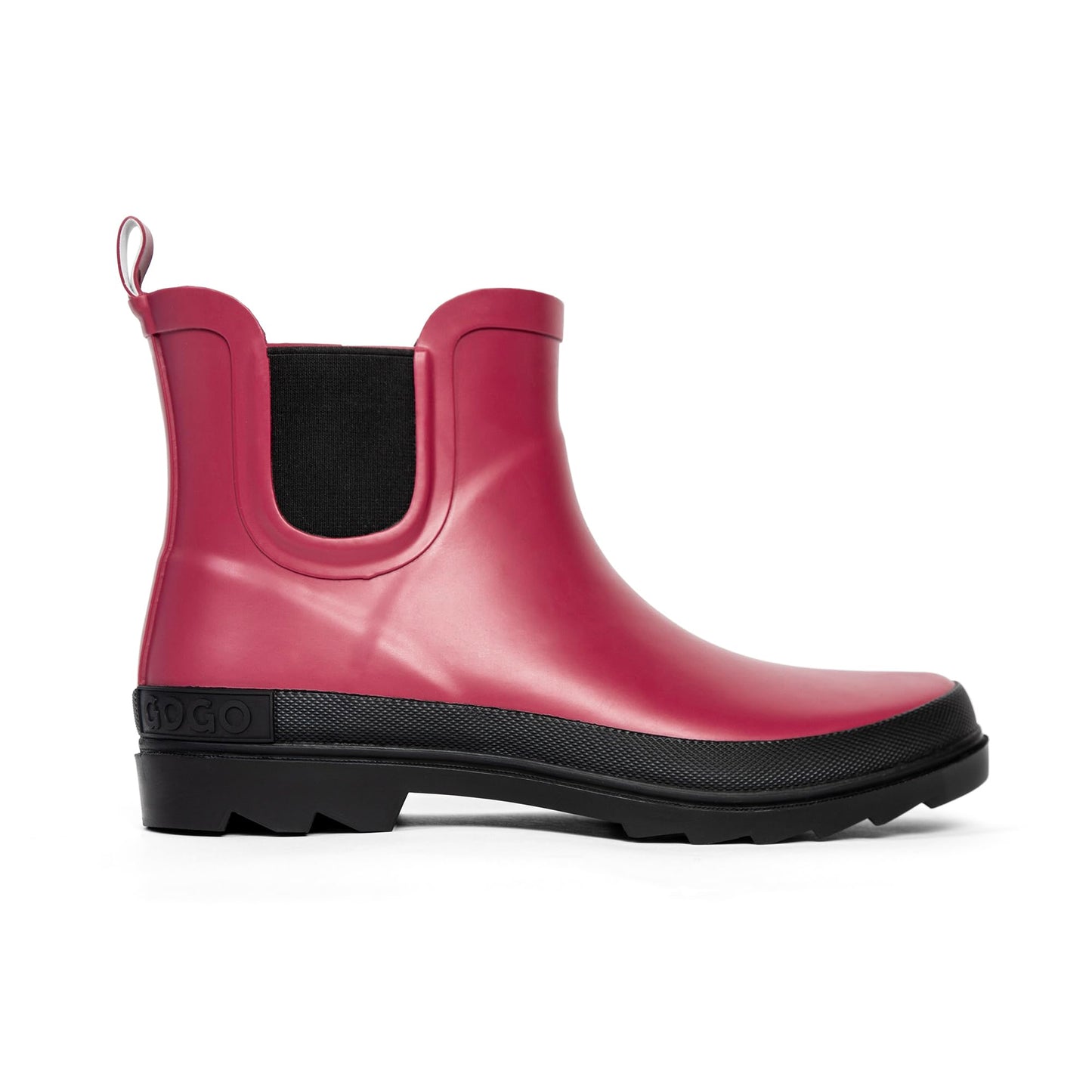 ShedRain Chelsea Rain Boot, Waterproof Ankle Rainboots for Women, Slip-Resistant Rubber Sole, Cranberry/Black