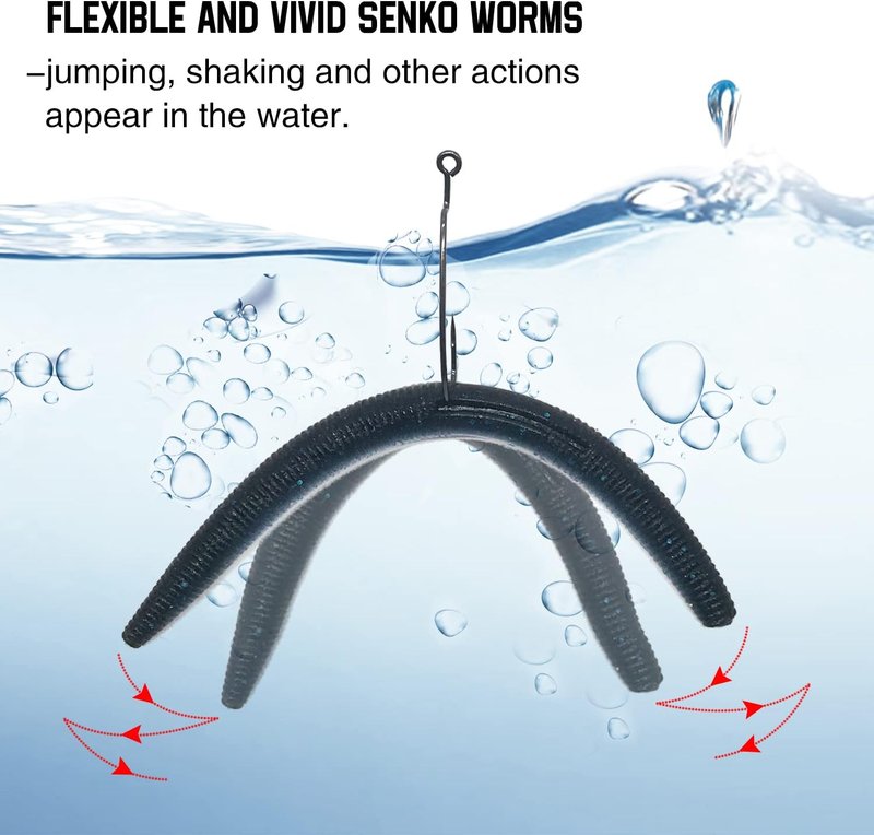 Senko Wacky Worms - Soft Plastic Fishing Lures for Bass | 30pcs, 4-5 Inch Rubber Worms