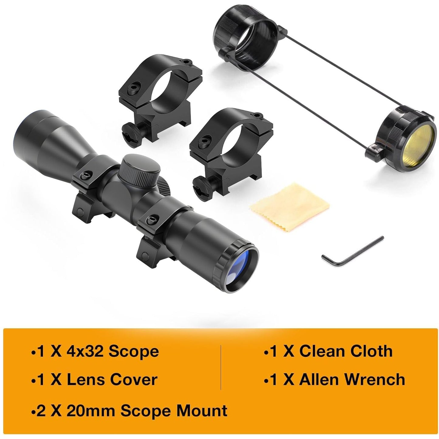 Compact Rifle Scope 4x32, for Crossbow Scope, with BDC Reticle, Ideal for Medium to Long-Range Hunting up to 500 Yards