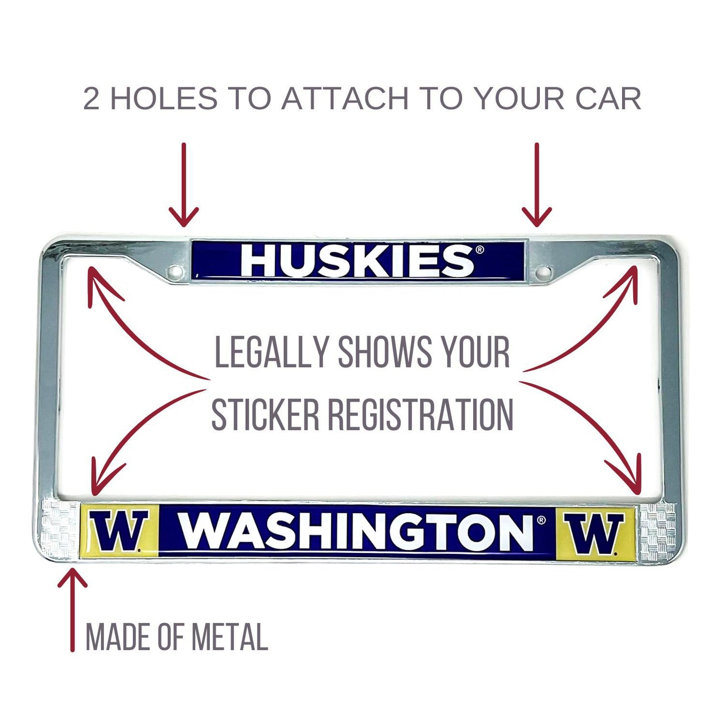 Decorvo Washington License Plate Frame - University of Washington Huskies Car Truck Accessory