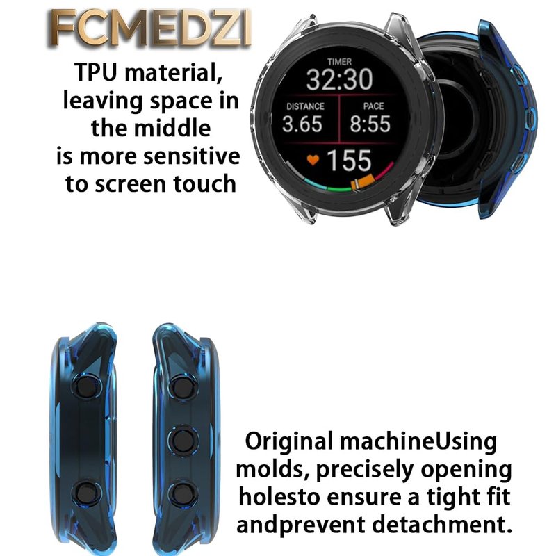 FCMEDZI Compatible for Garmin Forerunner 570 42mm Screen Protector, Case TPU Soft Frame Cover and TPU Screen Protective Film Not Tempered Glass (Pack of 4+2)(Not of 47mm)