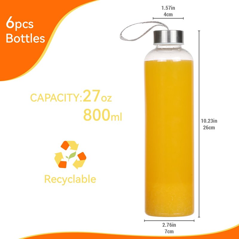 Party Club of America 12 Pack Clear Water Bottles Bulk With Stainless Steel Lids 27OZ Reusable and For Travel and Storing Beverages Juice, Smoothies (12)
