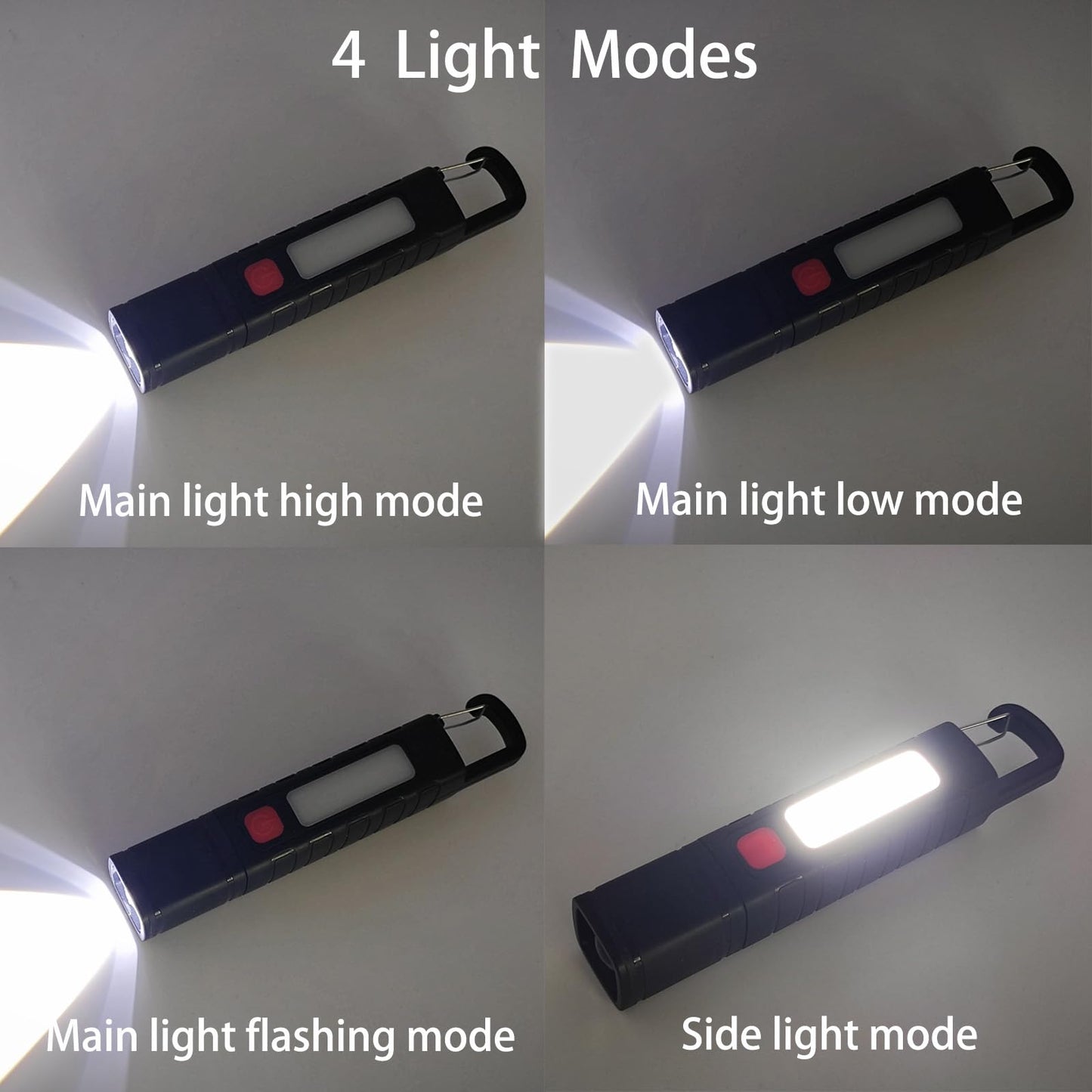 Hilngav 2 Pack Solar Flashlight, Rechargeable Zoomable LED Flashlight, High Lumens Solar Powered Flashlights with Tail Hook Rechargeable Handheld Flashlights for Home Emergency Camping Hiking