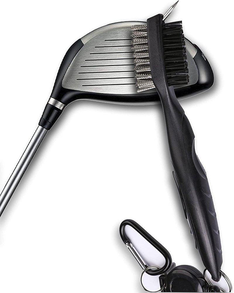 ATTRACTIVE Golf Towels, Microfiber Waffle Pattern Towels - Golf Club Brush with Cleaning (2 Purple Towel+Black Brush)