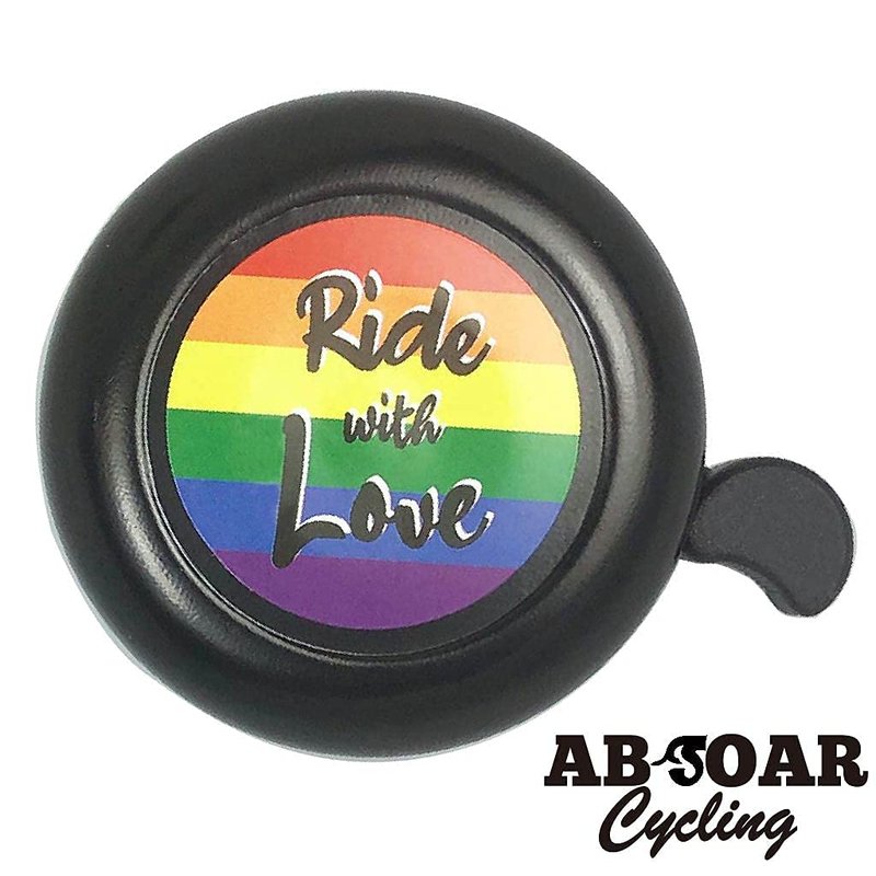 ABSOAR Cycling Rainbow Bike Bells for Adults City Mountain Bike Kids Girls Men Boy Women Rainbow, Ride with Love, Black