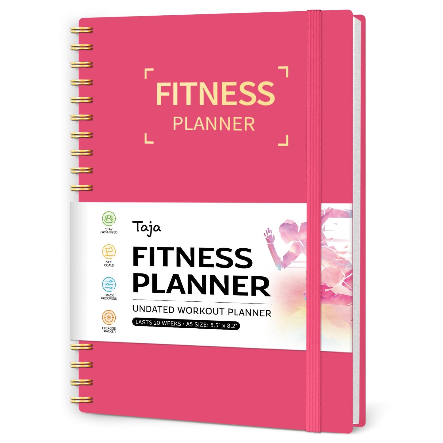 Fitness Workout Journal for Women & Men, A5(5.5" x 8.2") Workout Log Book Planner for Tracking, Progress, and Achieving Your Wellness Goals-Berry Pink