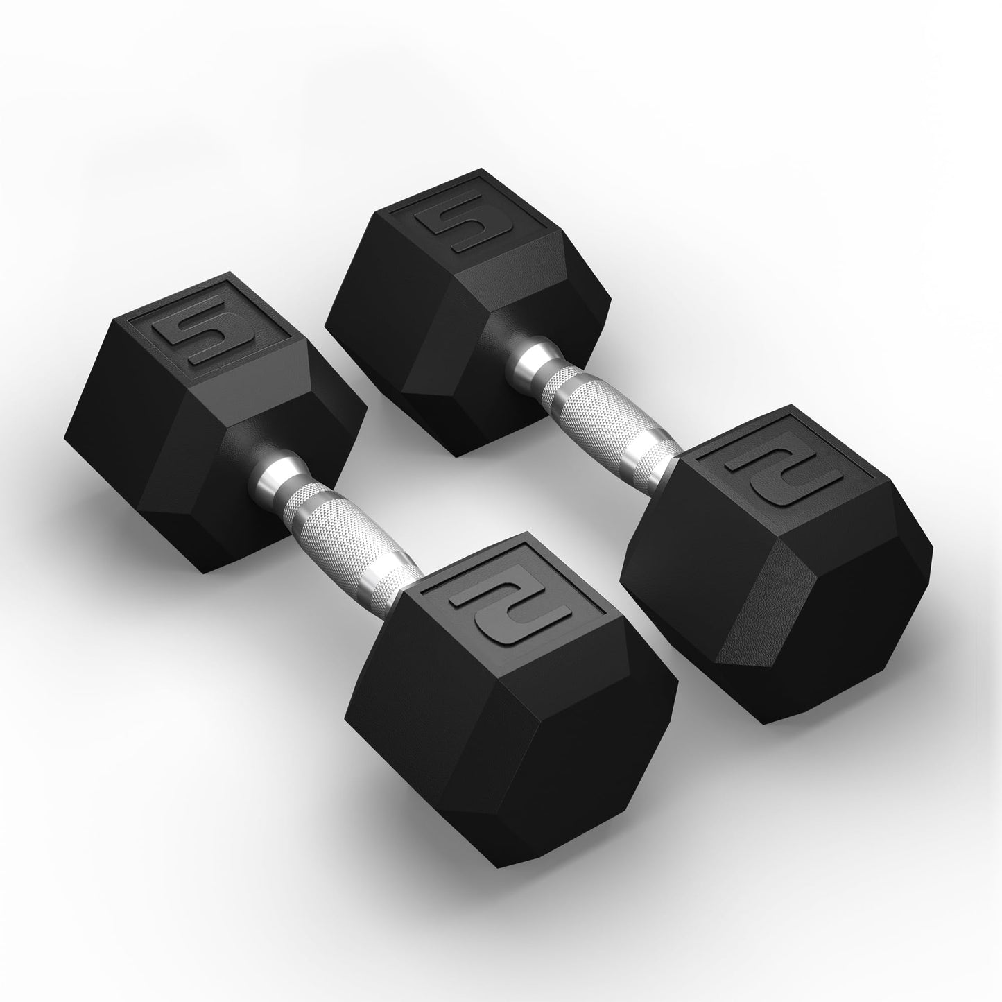 GRETERST Hex Dumbbells Set Rubber Coated Hand Weights Exercise & Fitness for Home Gym Workouts Weight Strength Training, Set of 2, Black, 5LB