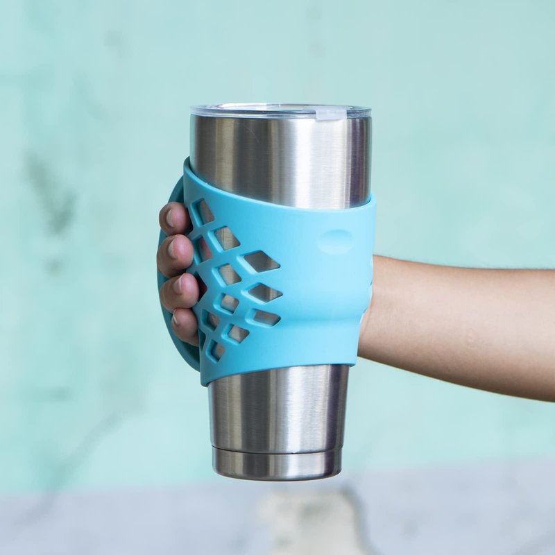 SHTCSZBA Silicone Sleeve for 30 oz Tumblers - Grip Holder for Yeti Rambler/RTIC/Corkcicle (Blue)