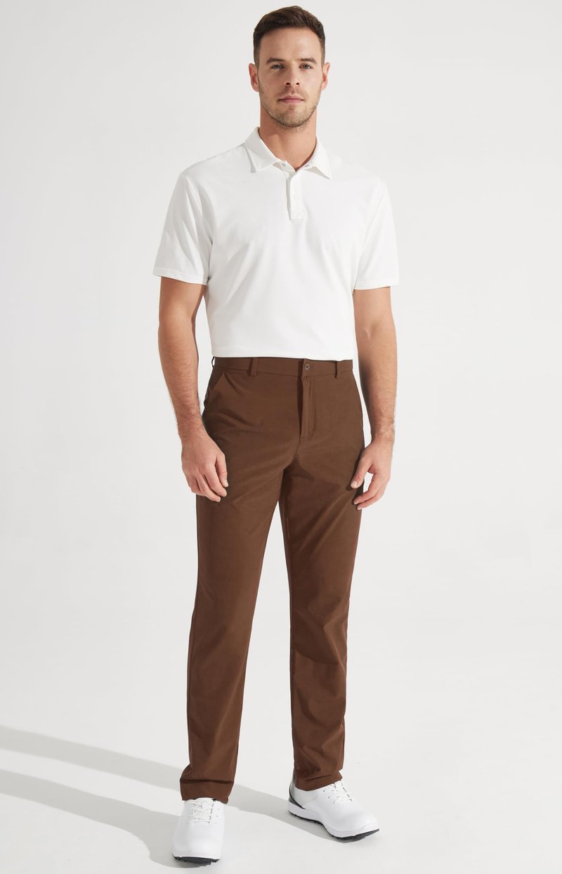 Libin Men's Pants 30" Comfy Business Casual Golf Pants Quick Dry Lightweight Fashion Outfits for Men Travel Vocation Dress Work Water Resistant, Light Coffee, 36W x 30L