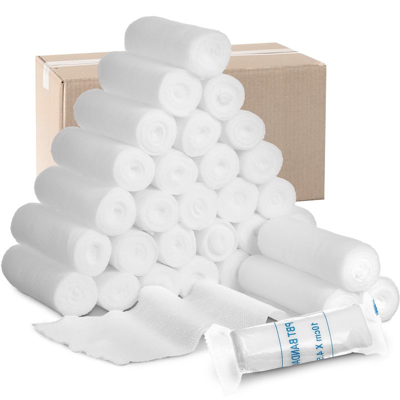 Treela 100 Rolls Gauze Bandage, 4 in x 5 Yards, Elastic Bandages Individual Packaging Non Latex First Aid Pads Breathable Gauze Roll Wrap for Safety Wound Caring and Supplies