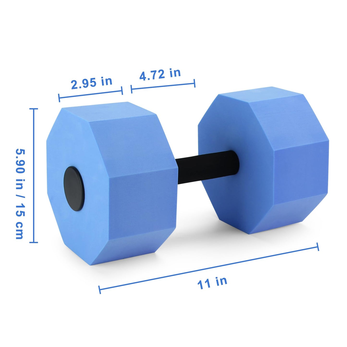 Aquatic Dumbbells, Set of 2 Water Aerobic Exercise Foam Dumbbell Pool Resistance, Detachable Water Aqua Fitness Barbells Hand Bar Exercises Equipment for Weight Loss, Pure Blue