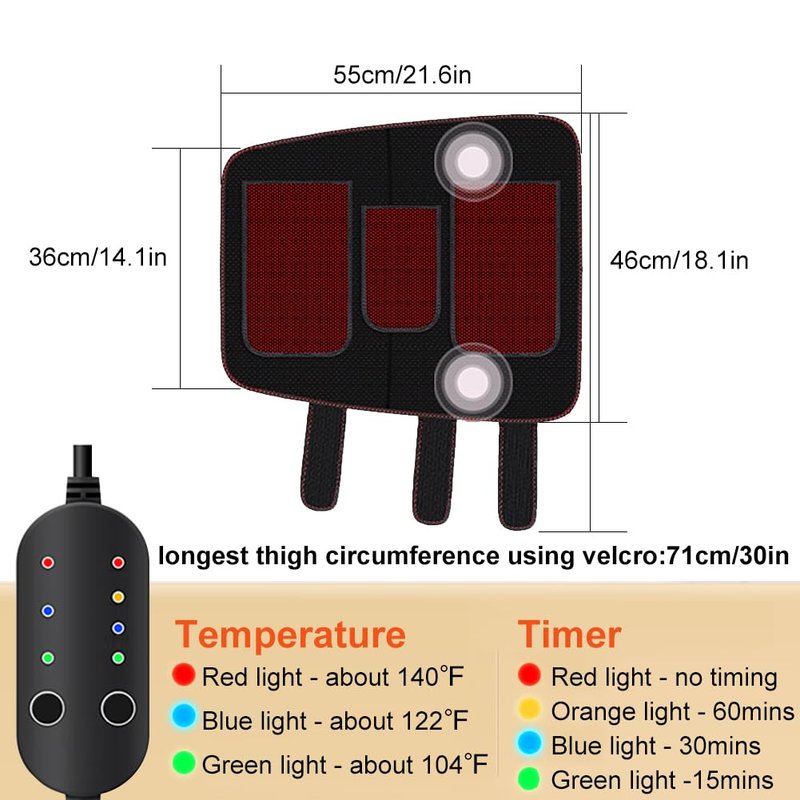 Heated Leg Warmer, Electric Heating Pad for Thigh & Knee & Calf Therapy Heated Knee Brace Calf Warmer for Better Circulation, Pain Relief, Adjustable Size