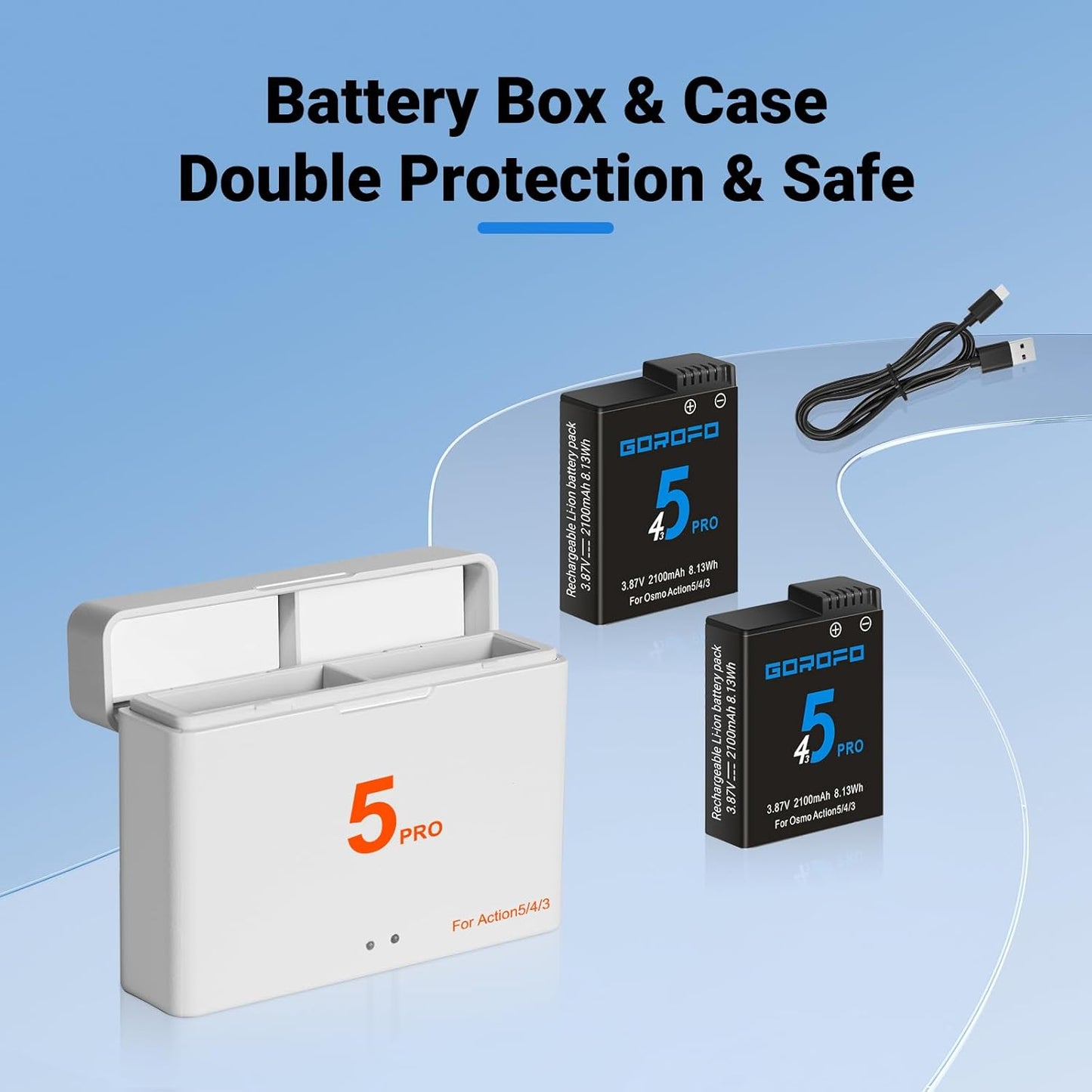 Osmo Action Replacement Batteries - 2-Pack Charger for Osmo Action 5 Pro, 4, 3 & 360 Cameras